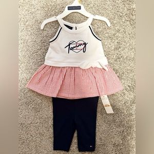 NWT - Tommy Hilfiger Baby matching tank and crop pants set, Size 12 months